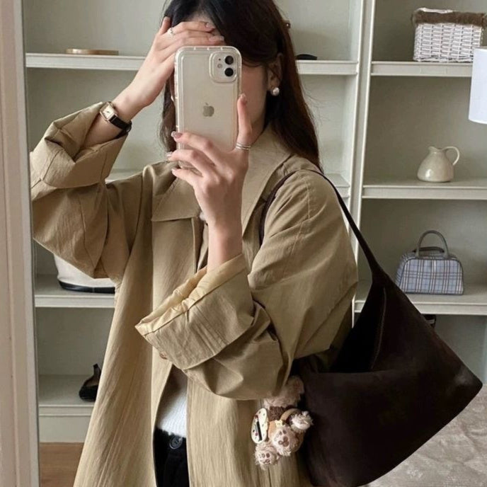 Retro Suede Crossbody Bag – Minimalist Faux Suede Commuter Bag for Women