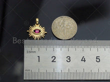 Load image into Gallery viewer, CZ Micro Pave Colorful Evil Eye On North Star Shape Pendant, Gold Plated Jewelry, Necklace Bracelet Charm Pendant, 14x15mm,sku#LD06