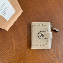 Load image into Gallery viewer, Women's Vintage Oil Leather Wallet - Floral Embossed Short Bifold with RFID Protection
