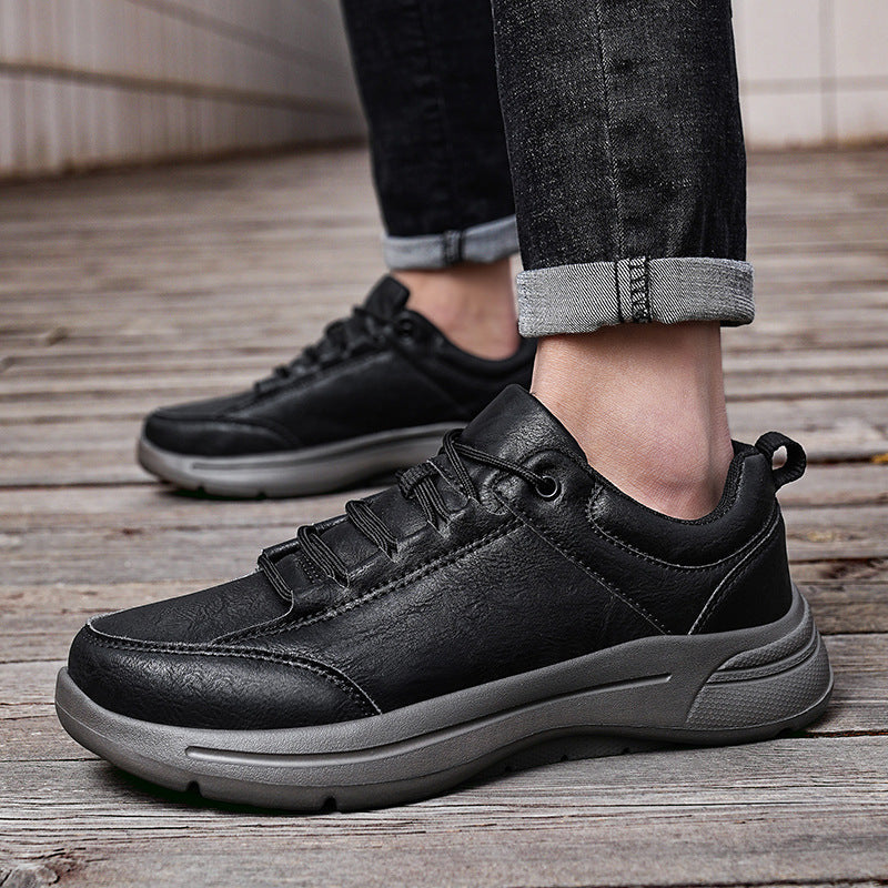 Men's British-Style Microfiber Leather Low-Top Sneakers | Round Toe Casual & Sports Shoes | EU 39–48