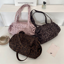 Load image into Gallery viewer, Women's Leopard Print Tote Bag - Soft Suede Shoulder Bag with Dual Straps
