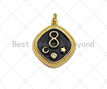 Load image into Gallery viewer, Colorful Enamel Pave Infinity Moon Star On Rhombus Pendant, Gold Enamel Rhombus Pendant, Pave Enamel Jewelry Findings,20x23mm,Sku#L437