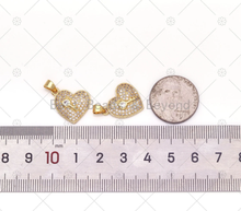 Load image into Gallery viewer, CZ Key On Heart Charm, Sku#LK542