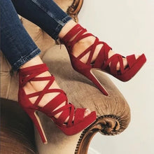 Load image into Gallery viewer, Women's Vintage High Heel Buckle Sandals | Round Toe Platform Heels | PU Leather