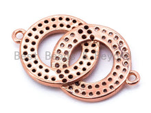 Load image into Gallery viewer, CZ Micro Pave Dual Color Double Ring Connector,CZ/Micro Pave