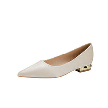 Load image into Gallery viewer, Women's Pointed Toe Chunky Heel Satin Flats – Elegant Slip-On Dress Shoes | Sarah Express