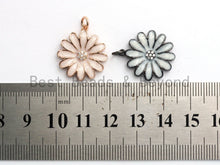 Load image into Gallery viewer, 19mm Enamel Daisy flower Pendant,CZ Micro Pave Oil Drop Flower pendant,Enamel Charm,Enamel Jewelry,19x21mm,sku#F585