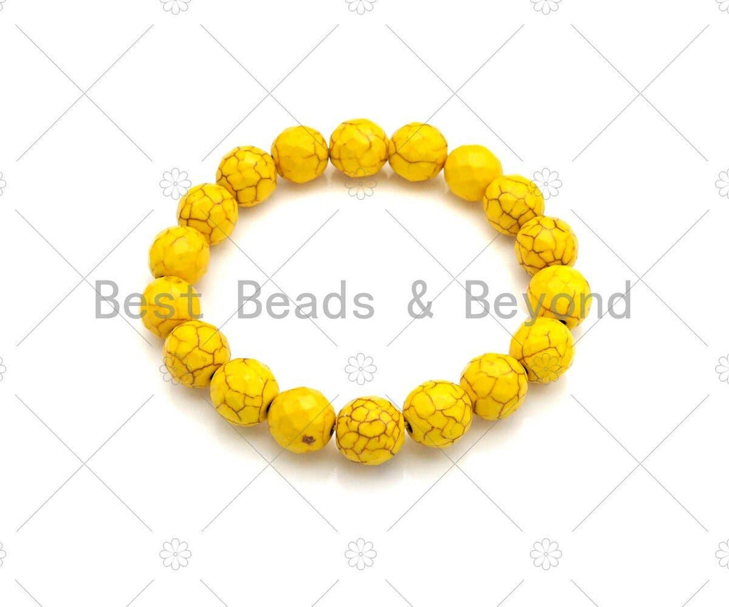 Natural Yellow Howlite Stretchy Bracelet,SKU#EF42