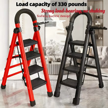 Load image into Gallery viewer, Folding 3/4-Step Ladder – Portable Steel Step Stool, Anti-Slip