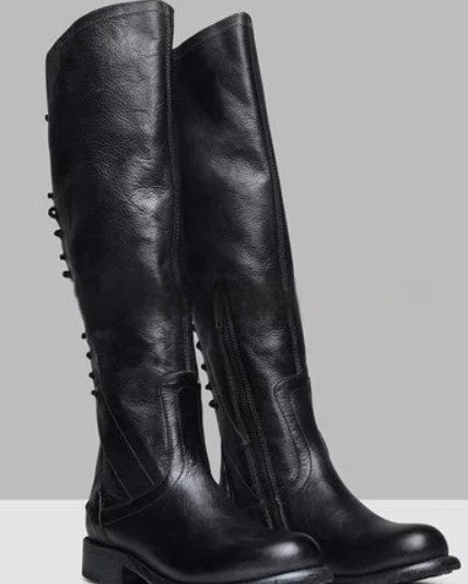 Women's Over-the-Knee Boots | Zip-up Chunky Heel | Synthetic PU | Black & Brown