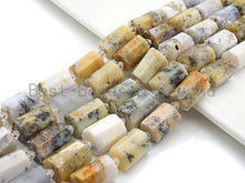 Load image into Gallery viewer, High Quality Natural Dentric Opal Cylinder Facted Beads, Natural Opal beads, 12x18mm, sku#U668