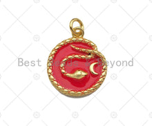 Load image into Gallery viewer, Enamel Snake on Round Coin Pendant,Enamel Snake Pendant,Enamel Pendant,Enamel Jewelry,17x20mm, Sku#L449