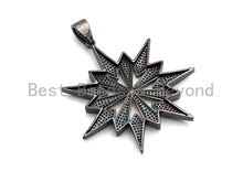 Load image into Gallery viewer, CZ Clear/Black Dual Color Micro Pave North Star Pendant, CZ Pave Pendant,Gold/Rose Gold/Silver/Gunmetal plated, 53x54mm,Sku#F804