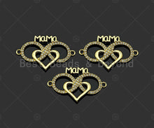 Load image into Gallery viewer, Gold Filled CZ Micro Pave Mom On Infinity Heart Shape Pendant,18K Gold Filled Mom Charm, Mother's Day Gift,17x29mm,Sku#LD110