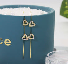 Load image into Gallery viewer, CZ Heart Long Spike Earrings, Sku#LD231