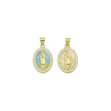 Load image into Gallery viewer, Blue White Oval Shape Mother of Pearl Mary Charm, Sku#LX504