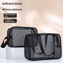 Load image into Gallery viewer, Men's Mesh Toiletry Travel Bag – Foldable Resin Mesh Shower &amp; Storage Bag