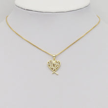 Load image into Gallery viewer, Gold CZ Butterfly On Heart Charm, Sku#LK887