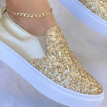 Load image into Gallery viewer, Women's Sequin Platform Slip-On Flats | Sparkle Round Toe Shoes