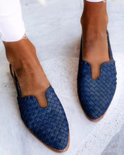 Load image into Gallery viewer, Women's Plus Size Pointed Toe Slip-On Sandals | Knit Upper Low Heel