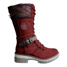 Load image into Gallery viewer, Women's Round-Toe Square-Heel Buckle Boots | Knit-Mesh Dr Martens-Style Ankle Boots