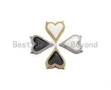 Load image into Gallery viewer, Enamel White and Black heart Pendant, CZ Micro Pave Oil Drop Heart pendant, Enamel Jewelry,16x19mm, #Z481