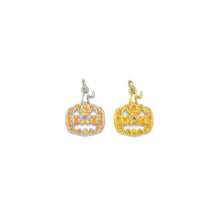 Load image into Gallery viewer, Orange CZ Pumpkin Halloween Charm, Sku#A208