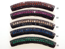 Load image into Gallery viewer, CZ Micro Pave Half Full Curve Tube for Bracelet, Purple/Fuchsia/Green/Bronze/Cobalt/Orange CZ Separator Tube, 32x5mm Tube Beads, sku#G401