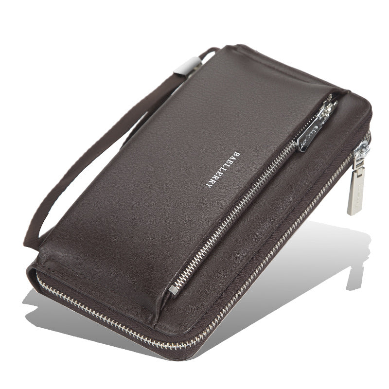 Men's Large Capacity Zippered Clutch Bag – PU Leather Business Wallet Wristlet