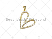 Load image into Gallery viewer, 18K Gold Finish Large Heart Shape Pendant,Heart Charm, Heart Pave Pendant, Gold plated, 21x25mm, Sku#LK56