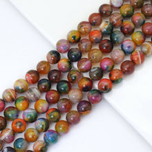 Load image into Gallery viewer, 14mm Orange Green Agate Round Smooth Beads, Sku#U1847