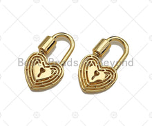 Load image into Gallery viewer, 18K Gold Key Heart Lock Clasp, Gold Heart Shape Clasp, Chain Clasp, Lock clasp, Fancy Lock pendant, 16x28mm,sku#K145