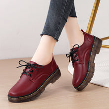Load image into Gallery viewer, Women's Retro British Style Cutout Flat Shoes | Split Cowhide Leather Round Toe Non-Slip Loafers | Sarah Express