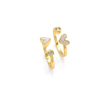 Load image into Gallery viewer, Gold Pearl Heart Dot Adjustable Ring, Sku#X372