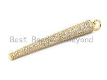 Load image into Gallery viewer, CZ Micro Pave Long Fully Paved Cone Pendant, Cubic Zirconia Necklace/Earring Pendant, 51x6mm,sku#F160C