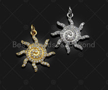 Load image into Gallery viewer, CZ Micro Pave Sunflower Shape Pendant,Cubic Zirconia Swirl Flower Charm, Gold/Silver Tone,19x21mm,sku#L351