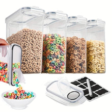 Load image into Gallery viewer, 4-Piece Set: Airtight Cereal Storage Containers with Pour Spouts &amp; Measuring Cup – 4L Kitchen Pantry Organizer