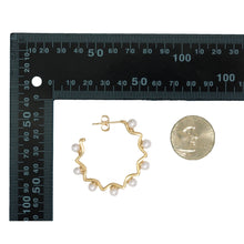 Load image into Gallery viewer, CZ Pearl Hoop Stud Earrings, Sku#LD382