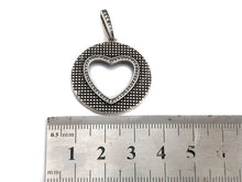 Load image into Gallery viewer, Antique Finish  CZ Micro Pave Hollow Out Heart Pendant, Silver Tone, 28x31mm,sku#F991C
