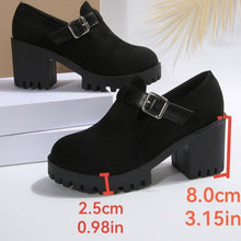 Load image into Gallery viewer, Women's Chunky Suede High Heels - Round Toe Block Heel Pumps