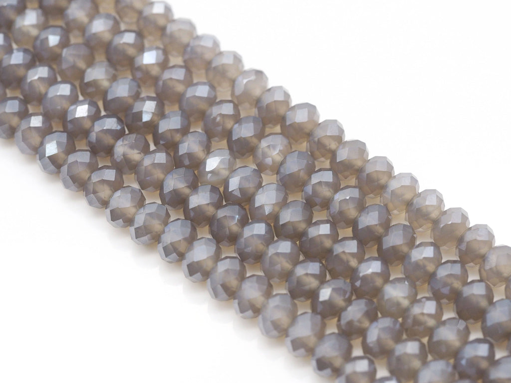 Mystic Natural Gray Agate Rondelle Faceted Beads, Sku#UA267