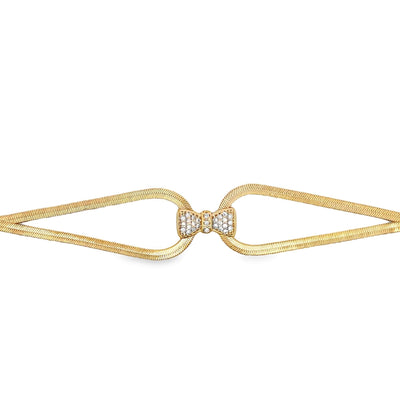3mm Herringbone Snake Bracelet with CZ Bowtie Charm (H254)(I282A)