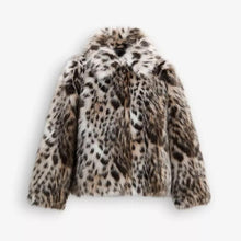 Load image into Gallery viewer, Womens Leopard-Print Casual Collared Warm Coat