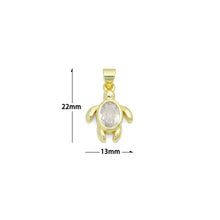 Load image into Gallery viewer, Clear Oval CZ Tortoise Turtle Charm Pendant,Sku#LD716