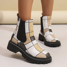 Load image into Gallery viewer, Women's Color Block Mid-Calf Boots - High Heel Slip-On Shaft Boots