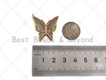 Load image into Gallery viewer, Colorful CZ Micro Pave Butterfly Shape Pendant, Cubic Zirconia Butterfly Pendant, Gold Tone Pendant, 26x28mm, sku#LK181