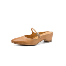 Load image into Gallery viewer, Women's Full Grain Leather Mary Jane Mules | Low Heel Square Toe Slide Sandals
