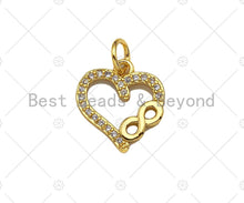Load image into Gallery viewer, CZ Micro Pave Infinity On Heart Shape Pendant/Charm,Cubic Zirconia Heart Charm, Necklace Bracelet Charm Pendant,12x13mm, Sku#LK236