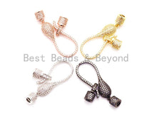 Load image into Gallery viewer, CZ Micro Pave S Lobster Hook Clasp Connector for Knotting and Threading 48x14mm, Cubic Zirconia Clasp, Clasp/Connector/Pendant,sku#H51