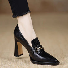 Load image into Gallery viewer, Retro Chunky-Heel Pointed-Toe Professional Women's Pumps | Slip-On Office Heels